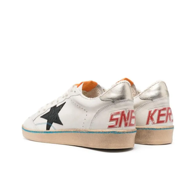 Golden Goose Low Top Skateboard Shoes Men's White Black Vintage Version-3