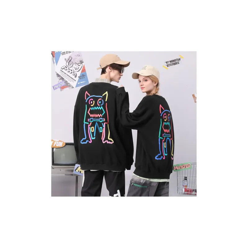 Bt Crew Neck Loose Fit Regular Sweatshirt Unisex Black-4
