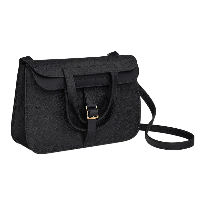 HERMES Halzan Clemence Bullock Leather Handbag Shoulder Bag Crossbody Bag Women's 3Y Velvet-1
