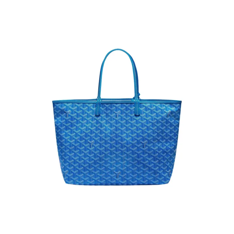 GOYARD Saint Louis Canvas With Calfskin Dog's Teeth Tote Bag Shopping Bag Handbag Small Size Unisex Blue-1