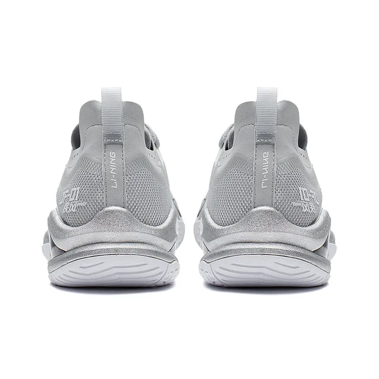 LiNing Sprint Pro Cushioned Wear Resistant Supportive Impact Resistant Low Top Badminton Shoes Unisex Silver-3