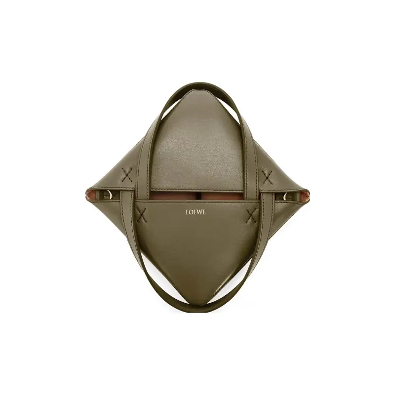LOEWE Puzzle Fold Shiny Cow Leather Tote Bag, Shopping Bag, Handbag Mini Men's Dark Khaki Green-4
