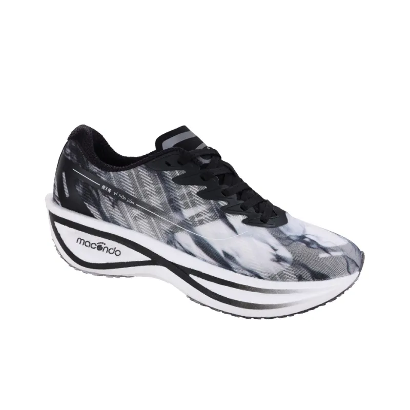 Macondo Slip-Resistant Low-Top Running Shoes Men's Black White Landscape Seal Ink-1