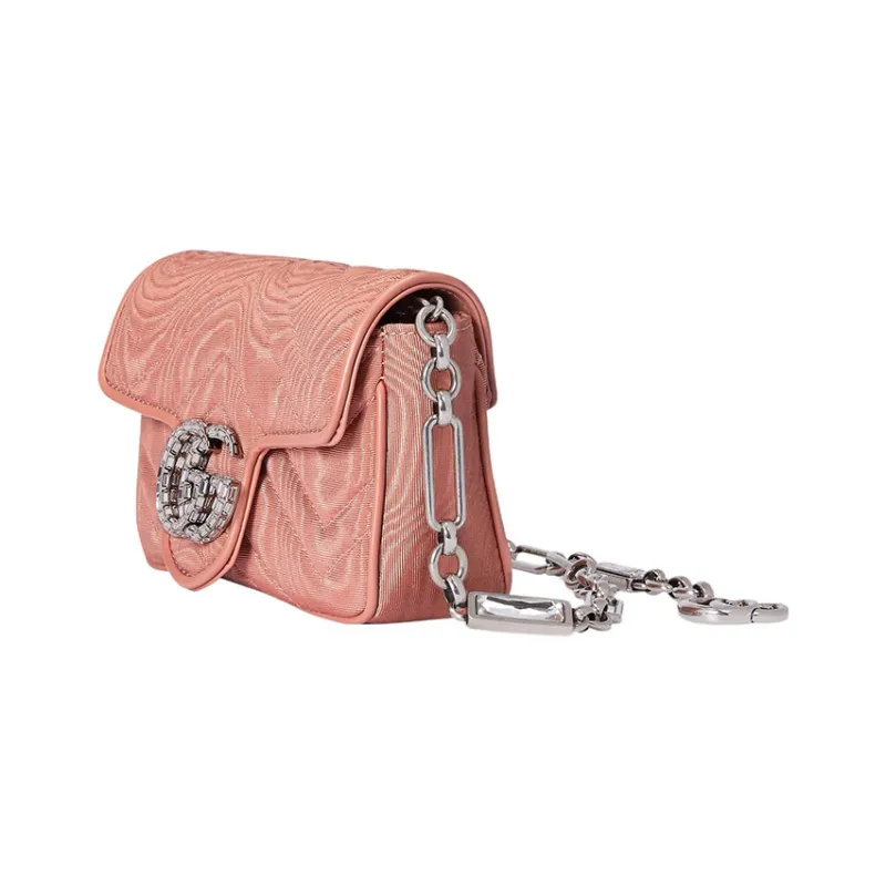 GUCCI Cloud Pattern Fabric With Leather Trim Shoulder Bag, Fanny Pack Regular Women's Pink-2