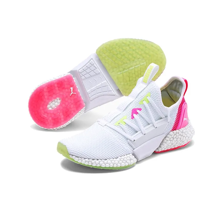 PUMA Hybrid Rocket Runner Cushioned Wear-Resistant Lightweight Low-Top Running Shoes Women's Pink Green White-4