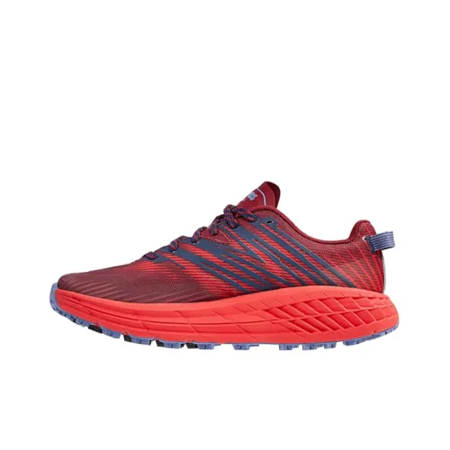 HOKA ONE ONE Speedgoat 4 Running Shoes Women's Low-Top Fake Day Red/Plain Blue