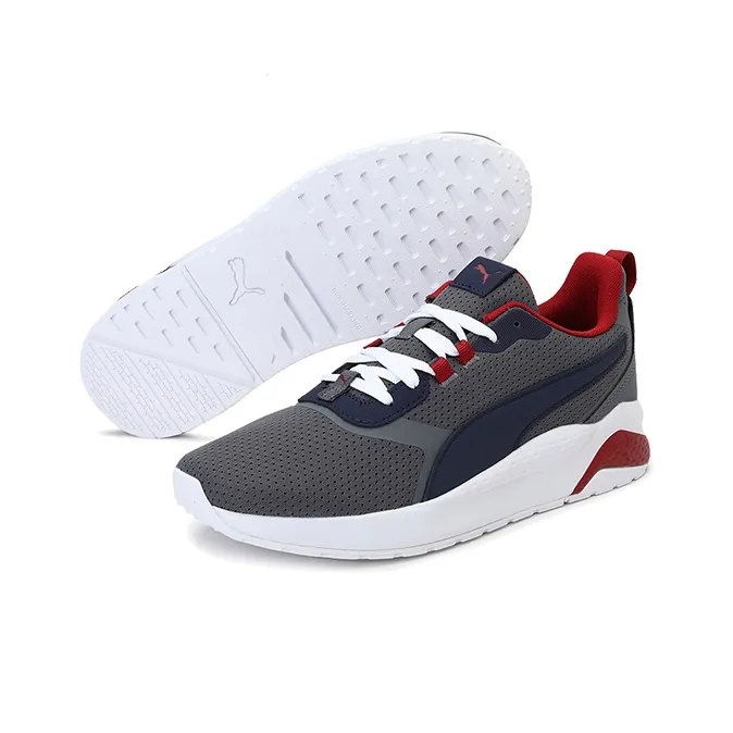PUMA Anzarun FS Breathable Lightweight And Wear-Resistant Low-Top Running Shoes Unisex Gray White Red-2