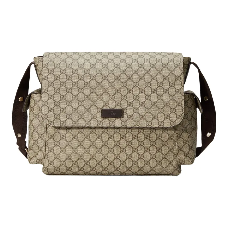 GUCCI Canvas With Leather Mommy Bag, Shoulder Bag, Crossbody Bag Women's Ebony/Brown-0