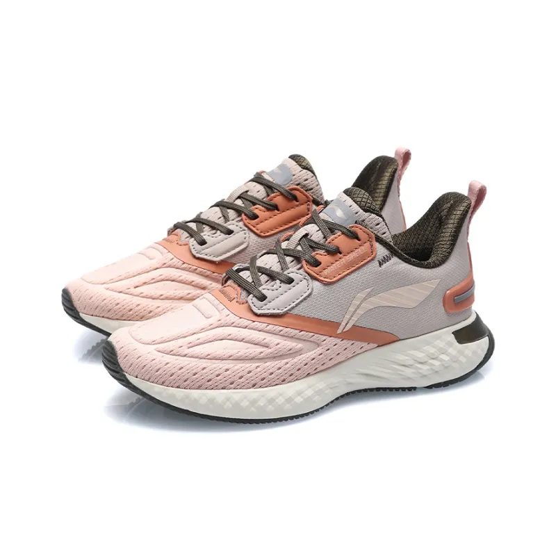 LiNing Cloud 5 V Shield Anti-Slip Wear-Resistant Low-Top Running Shoes Women's Gray Pink Patchwork-2