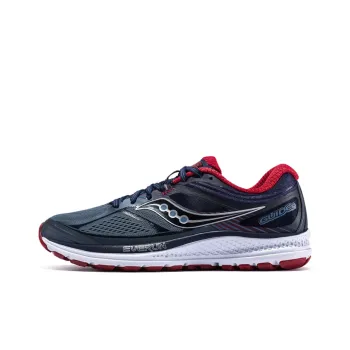 Saucony Guide 10 Slip-Resistant Lightweight Cushioning Support Low-Top Running Shoes Men's Gray Deep Orchid Red