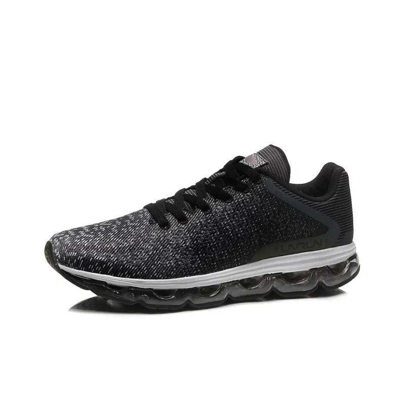 LiNing Photocopy Cushioned Anti-Slip Wear-Resistant Breathable Lightweight Low-Top Running Shoes Men's Black White-1