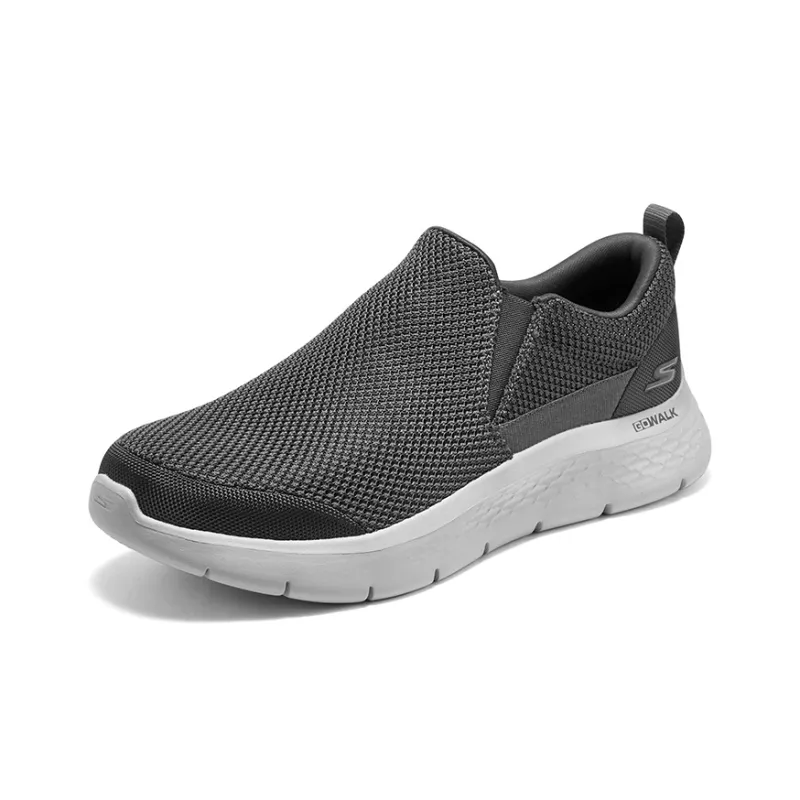 Skechers Go Walk Fle Anti-Slip Wear-Resistant Breathable Coverage Low-Top Casual Shoes Men's Gray White-2