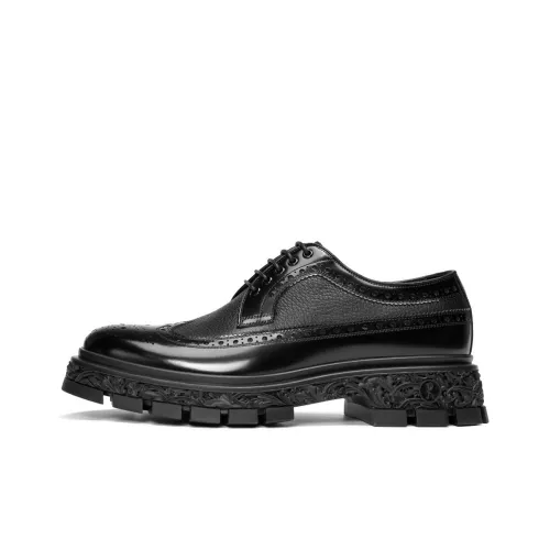 ROBERTA DI CAMERINO Openwork Beaded Cow Leather Dress Shoes Men's Black