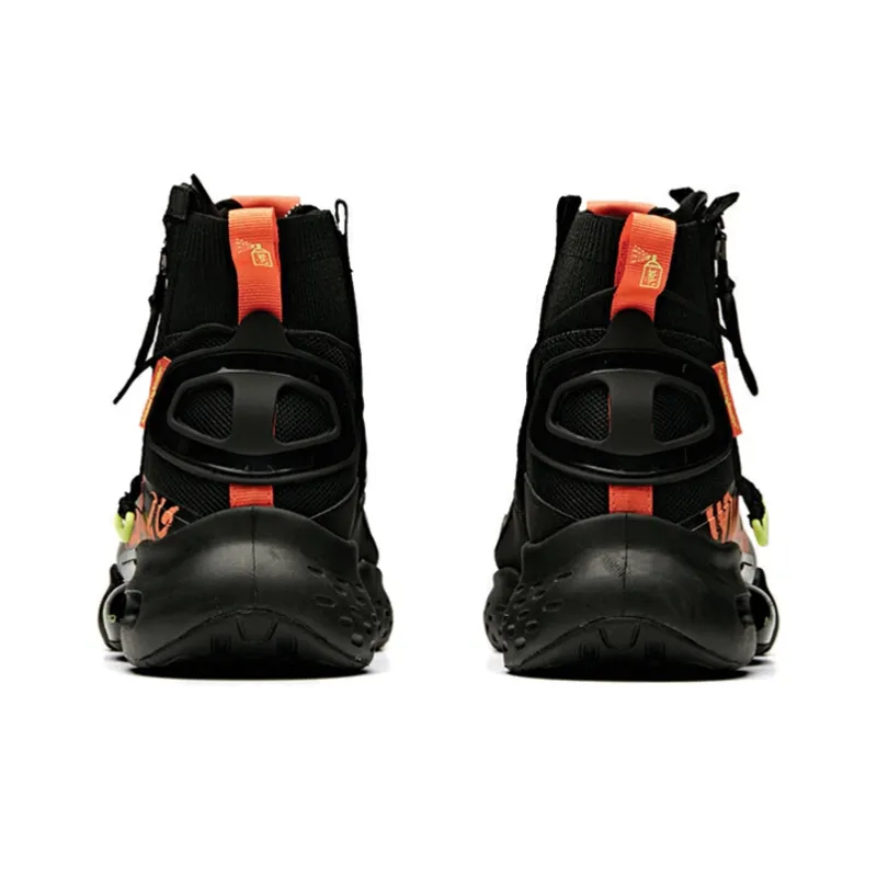 Anta High-Top Running Shoes Men's Black Gray Orange Full-Length Air Cushion-3