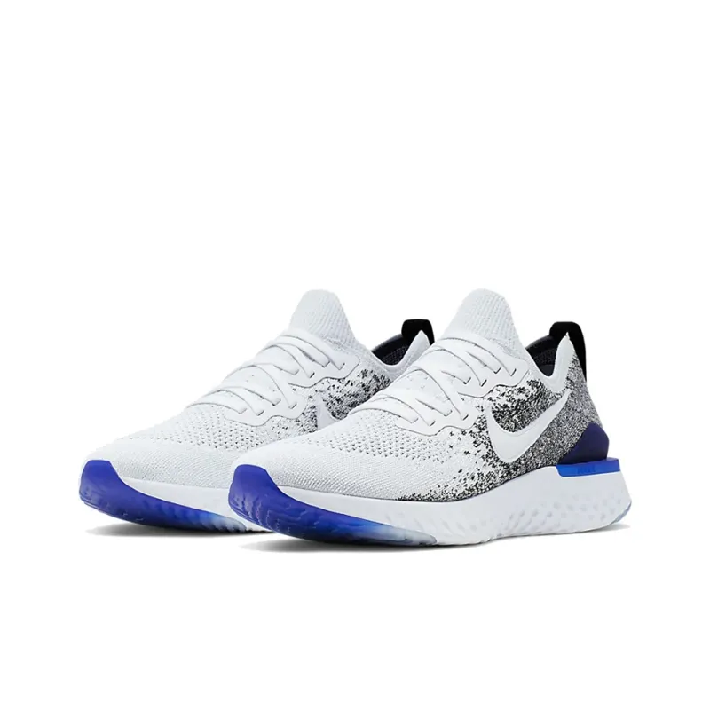 Nike Epic React Flyknit 2 White Black Racer Blue-2