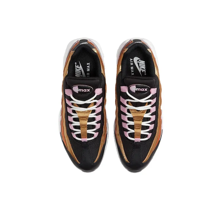 Nike Air Max 95 Low-Top Casual Running Shoes GS Black Gold Pink-3