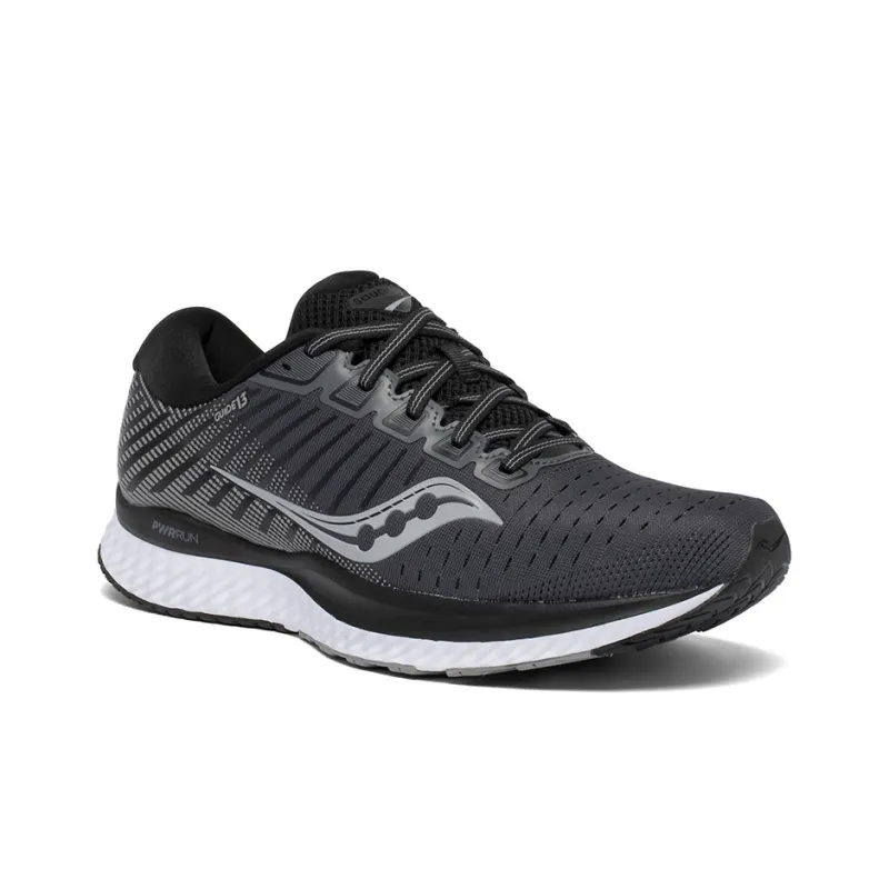 Saucony Guide 13 Slip Resistant Lightweight Support Low Top Running Shoes Men's Black White-2