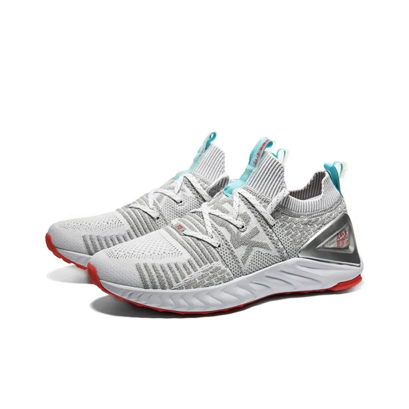 People's Daily x PEAK Abrasion Resistant Breathable Low Top Running Shoes Men's White Gray-2