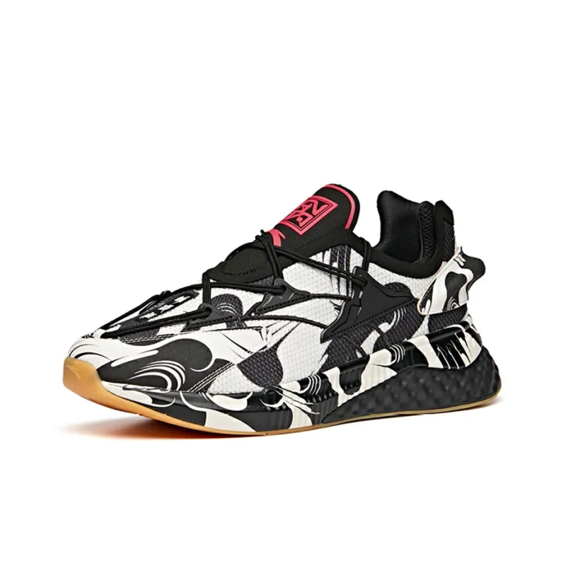 LIBAI Anta Durable Breathable Low Top Running Shoes Black White-1