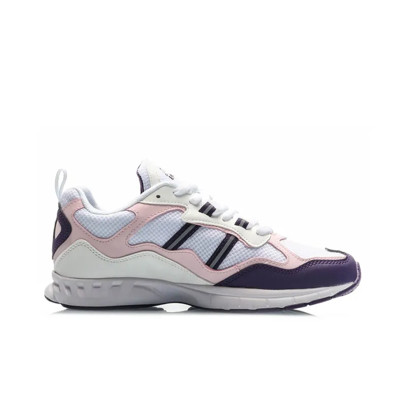 LiNing Shock Absorbers With Slip Resistant And Abrasion Resistant Properties Low Top Running Shoes Women's White Pink-1