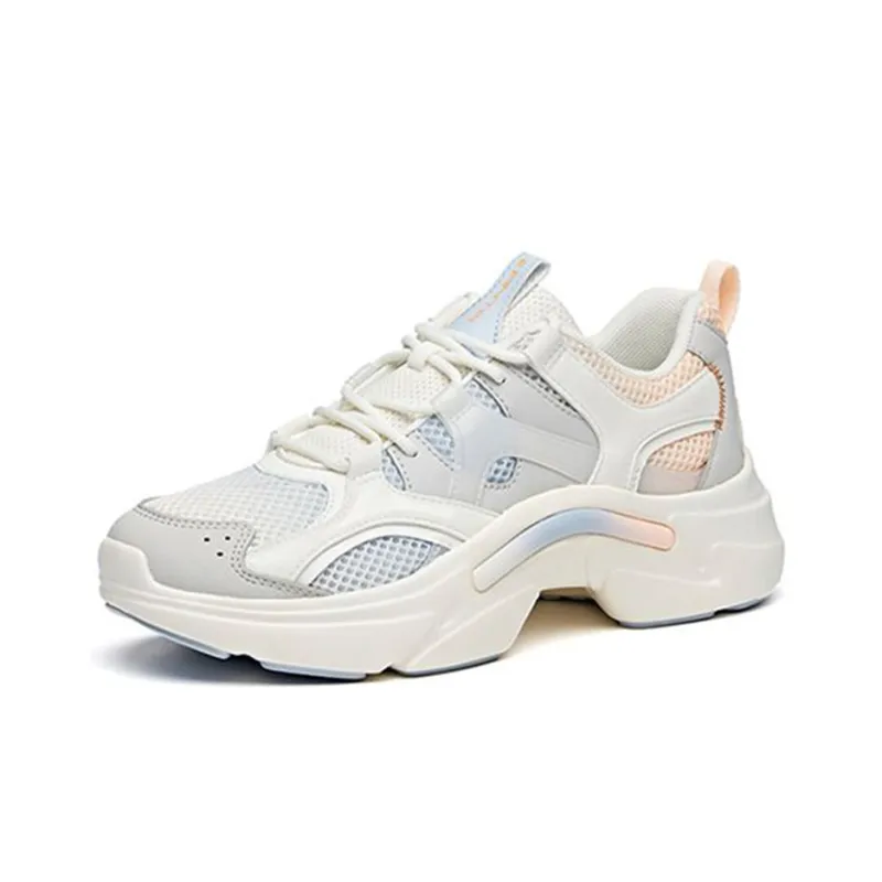 Anta Cushioning Anti Slip And Wear Resistant Low Top Running Shoes Women's White Blue Pink-2