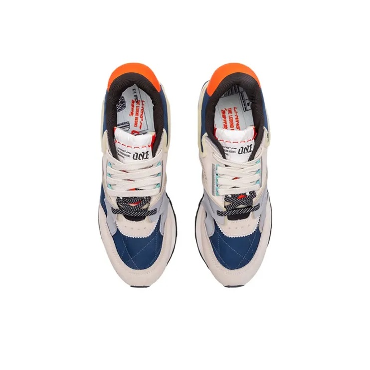 LiNing 001 Original Aspiration Cushioning, Slip Resistant, Lightweight Low Top Running Shoes Men's Blue White Red-2