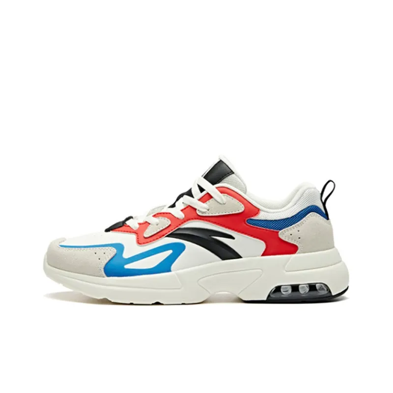 Anta Cushioned Slip-Resistant Low-Top Running Shoes Men's Red White Blue-0