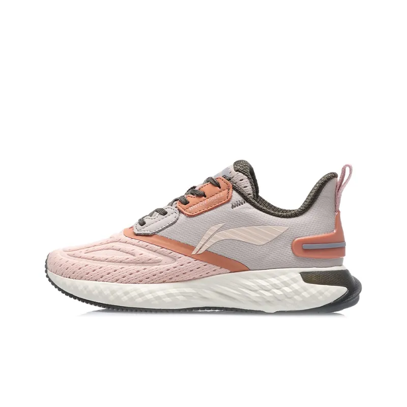 LiNing Cloud 5 V Shield Anti-Slip Wear-Resistant Low-Top Running Shoes Women's Gray Pink Patchwork-0