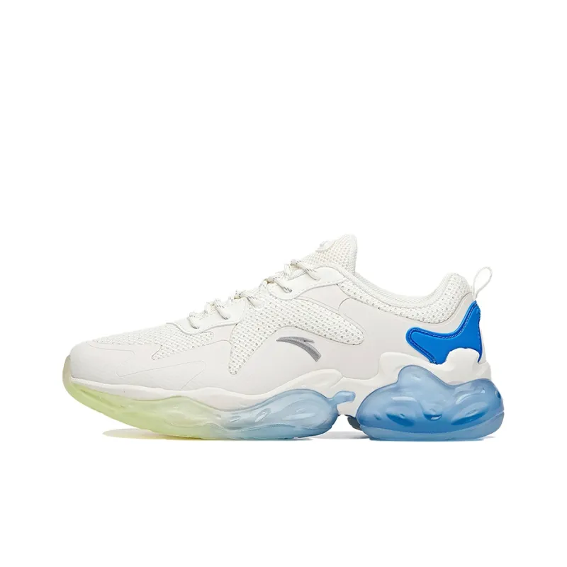Anta Cushioning Anti-Slip And Wear-Resistant Breathable Coverage Support Low-Top Running Shoes Men's White Blue-0