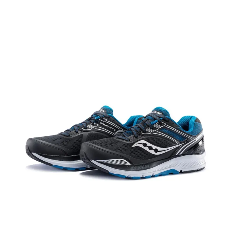 Saucony Echelon 7 Cushioned Slip-Resistant Lightweight Low-Top Running Shoes Men's Black Blue-2