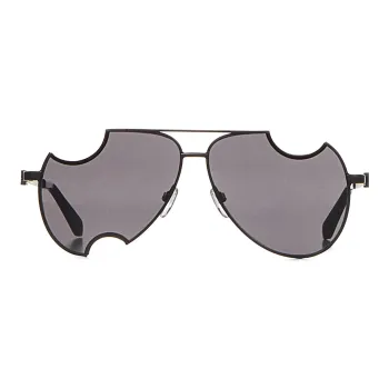 OFF-WHITE Metal Irregular Shape Sunglasses Unisex Black