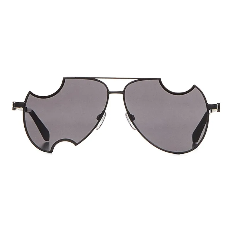 OFF-WHITE Metal Irregular Shape Sunglasses Unisex Black-0
