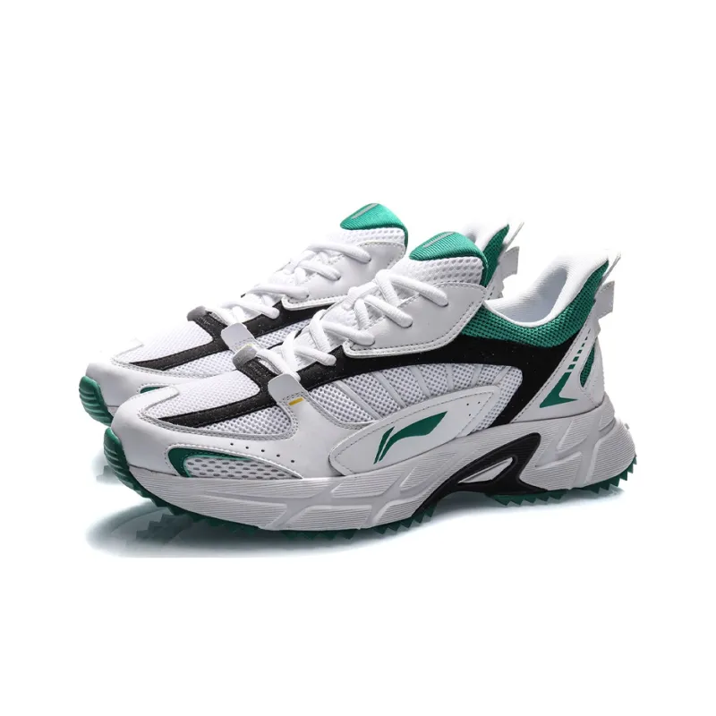 LiNing Shock Absorbers With Slip Resistant Features Low Top Running Shoes Men's White Green-2