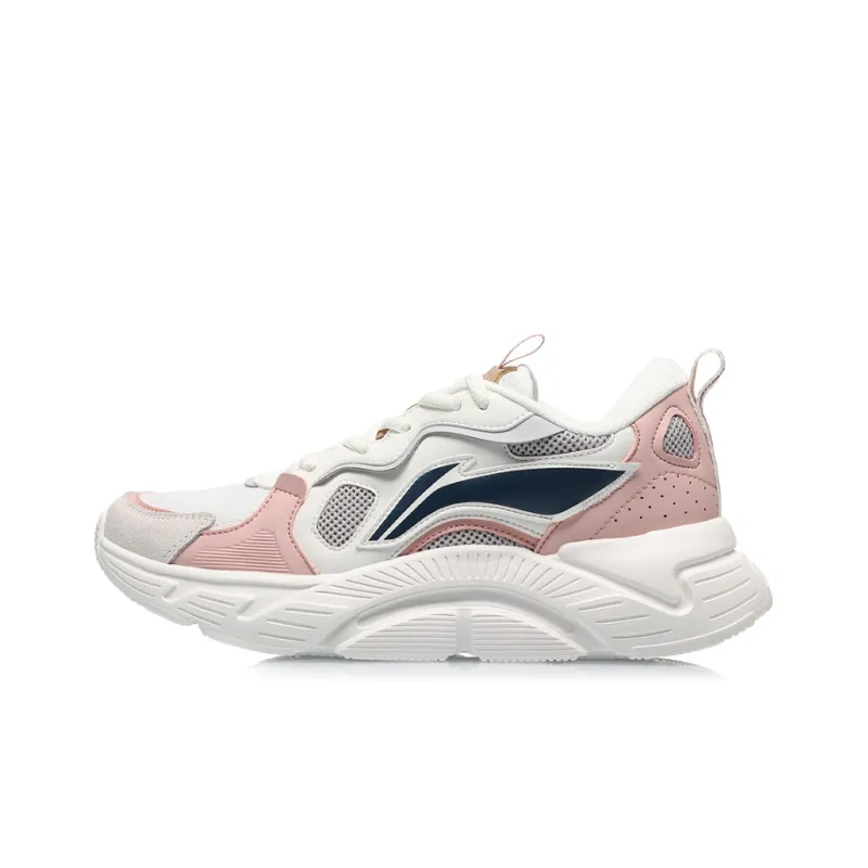 LiNing Lightweight Low Top Running Shoes Women's White Gray Pink-0