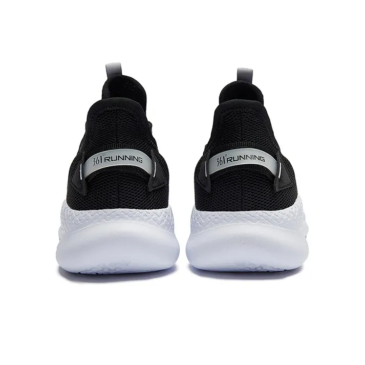 361° NFO Anti Slip Wear Resistant Low Top Running Shoes Black White-2