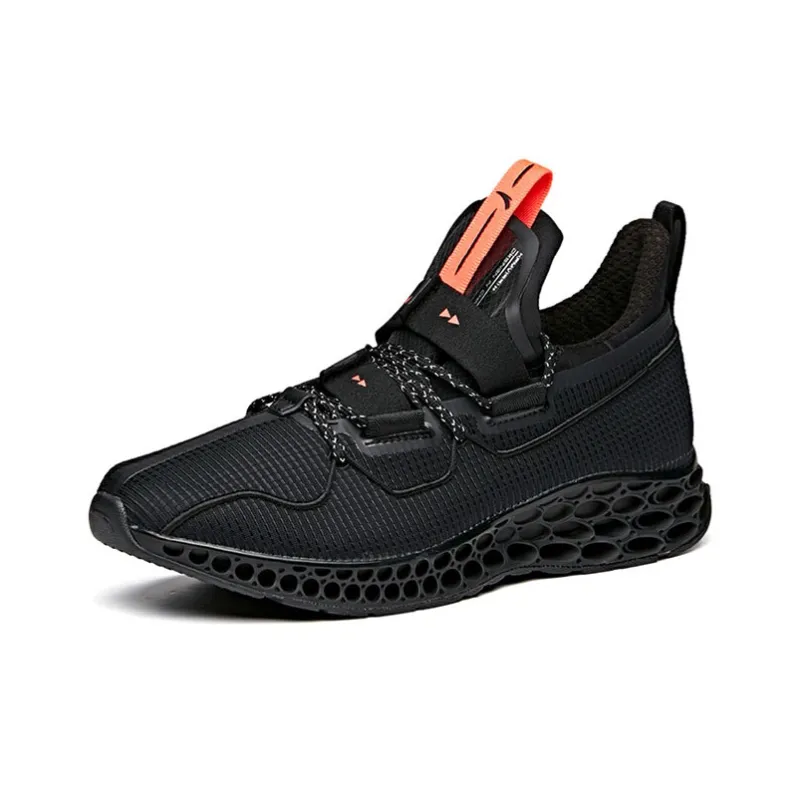Anta A Flashfoam Wormhole Technology Slip Resistant Low Top Running Shoes Men's Black-1