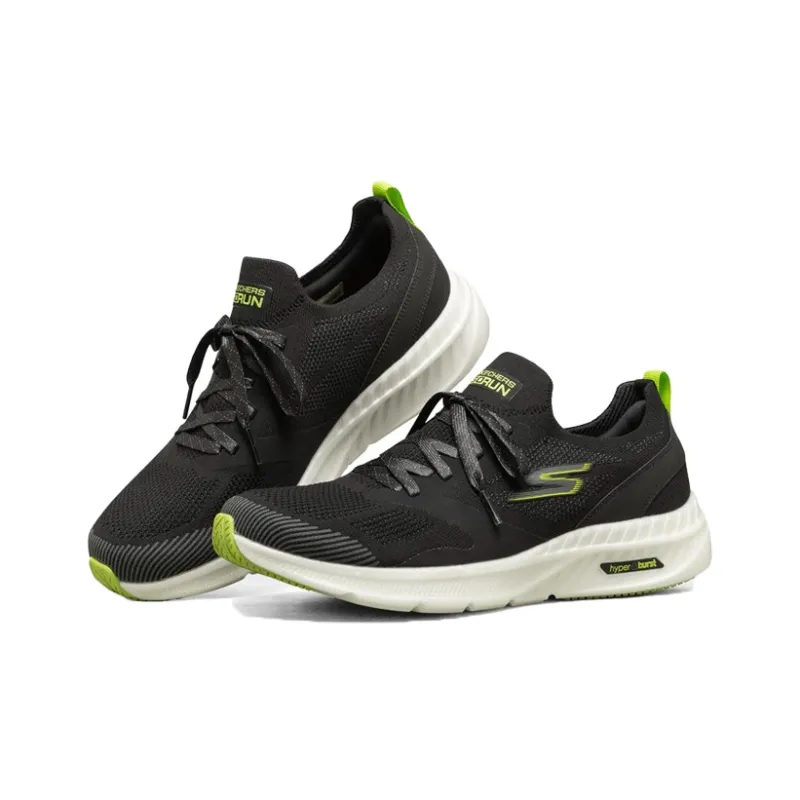 Skechers Go Run Hyper Burst Running Shoes Men Low Top Black/White/Lemon-2