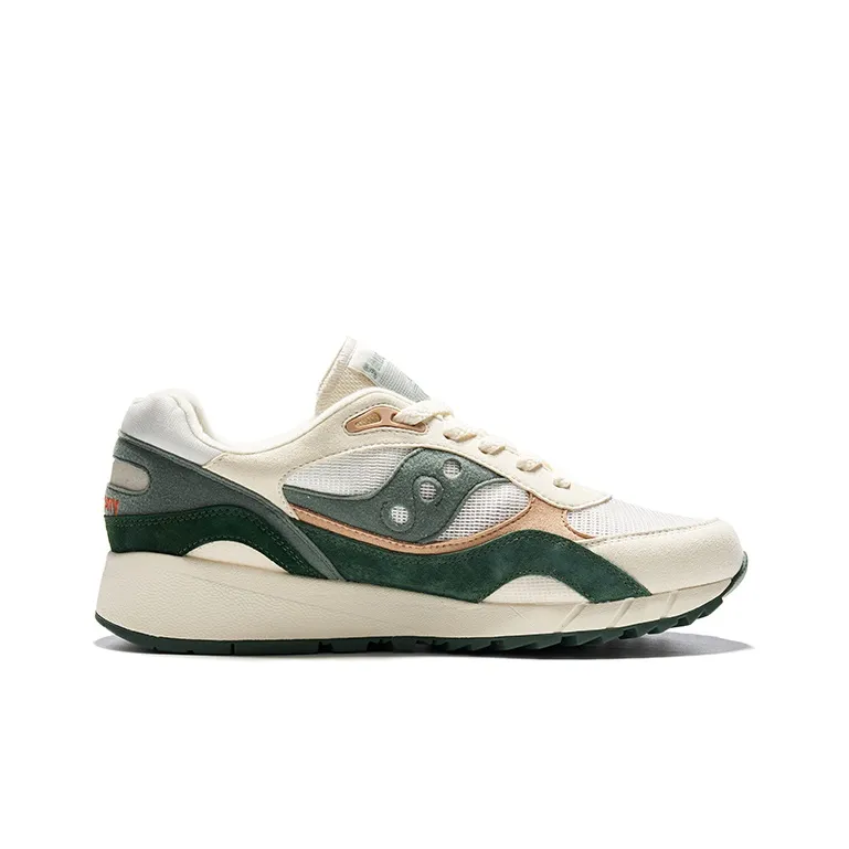 Saucony Shadow 6000 Anti Slip And Wear Resistant Height Increasing Low Top Casual Running Shoes Unisex White Green-1