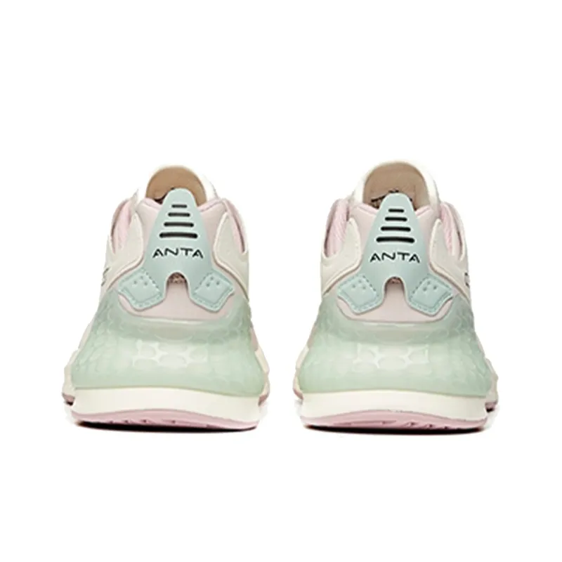Anta C37+ Cushioned Anti Slip Wear Resistant Breathable Lightweight Low Top Running Shoes Women's White Green-4