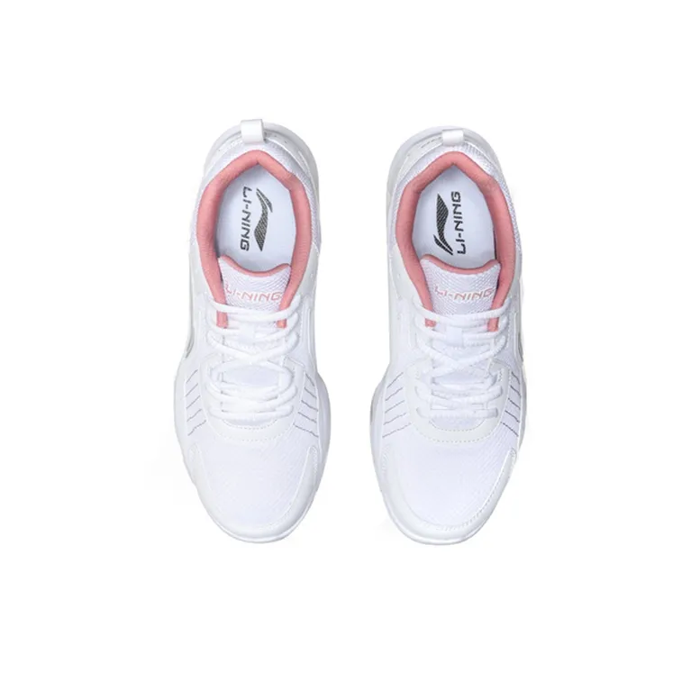 LiNing Shock Absorbers With Slip Resistant And Abrasion Resistant Properties Low Top Casual Running Shoes Women's White-3