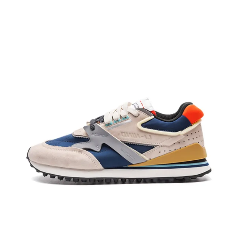 LiNing 001 Original Aspiration Cushioning, Slip Resistant, Lightweight Low Top Running Shoes Men's Blue White Red-0