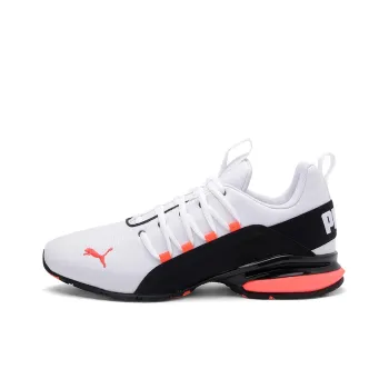 PUMA Axelion Cushioned Slip-Resistant Lightweight Low-Top Running Shoes Men's White Black Orange
