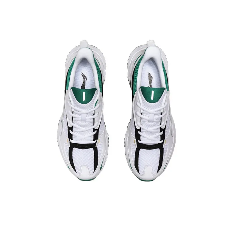 LiNing Shock Absorbers With Slip Resistant Features Low Top Running Shoes Men's White Green-3