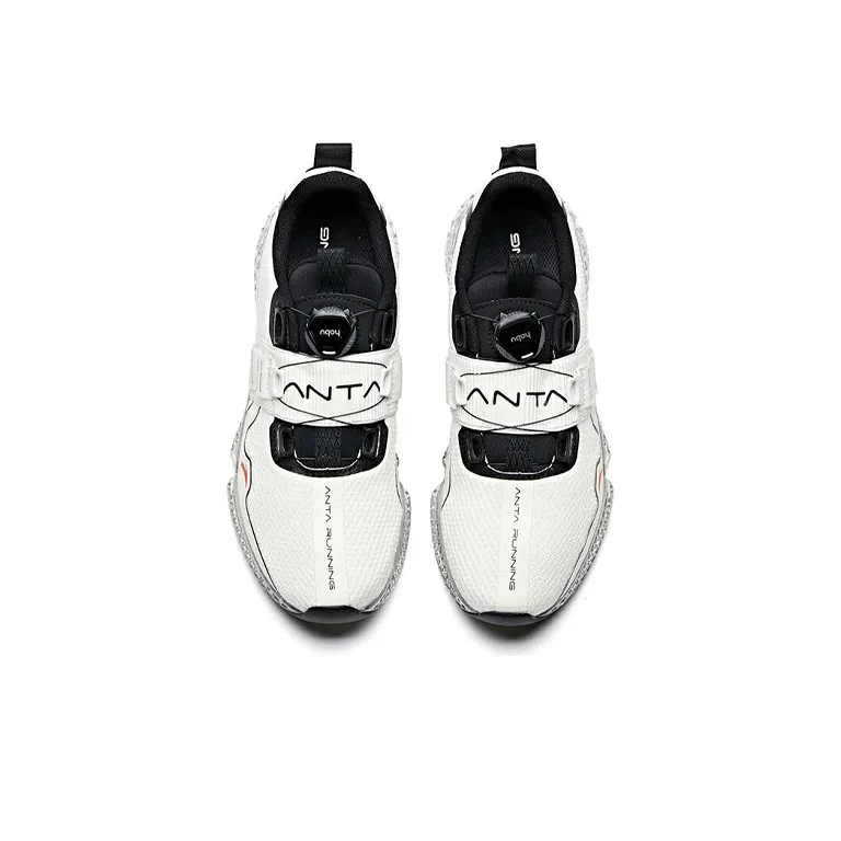 Anta Running Collection Cushioned Slip Resistant Lightweight Rebound Low Top Running Shoes Men's Black White-2