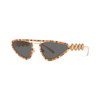 VERSACE Metal Irregular Shape Sunglasses Women's Gold