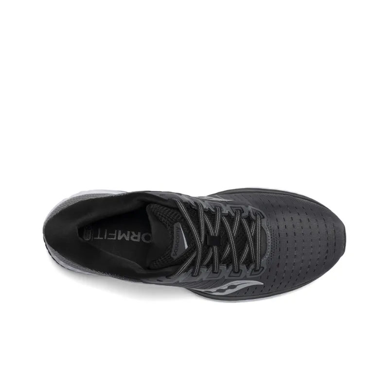 Saucony Guide 13 Slip Resistant Lightweight Support Low Top Running Shoes Men's Black White-3