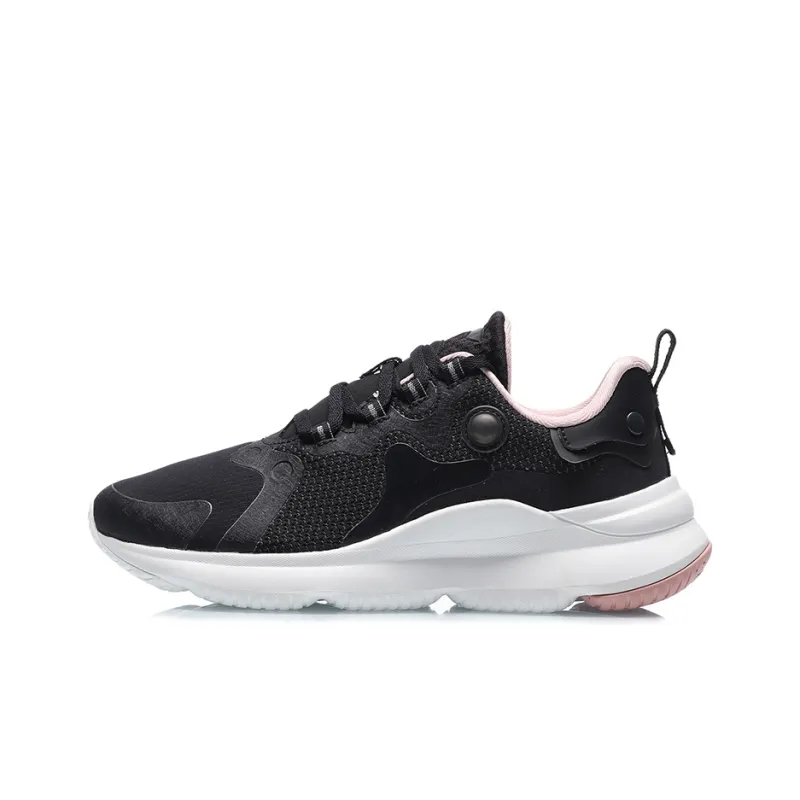 LiNing Cushioning Anti Slip And Wear Resistant Low Top Running Shoes Women's Black Pink-0