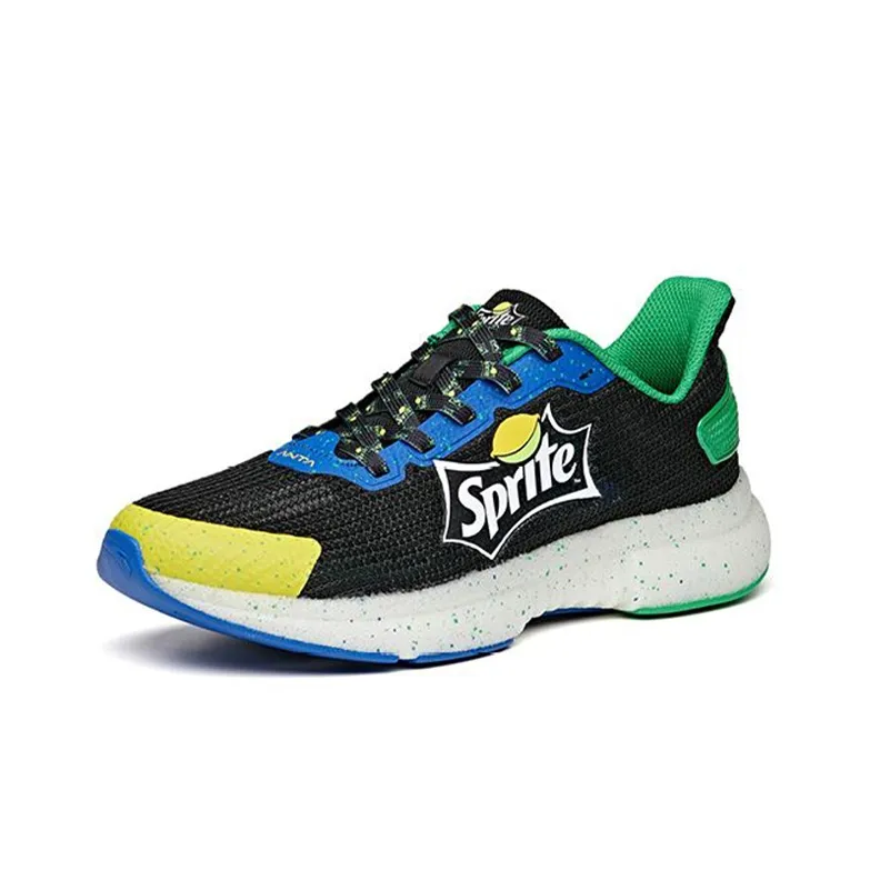 Sprite x Anta Cushioning Anti-Slip And Wear-Resistant Rebound Low-Top Running Shoes Men's Black Green Yellow-2