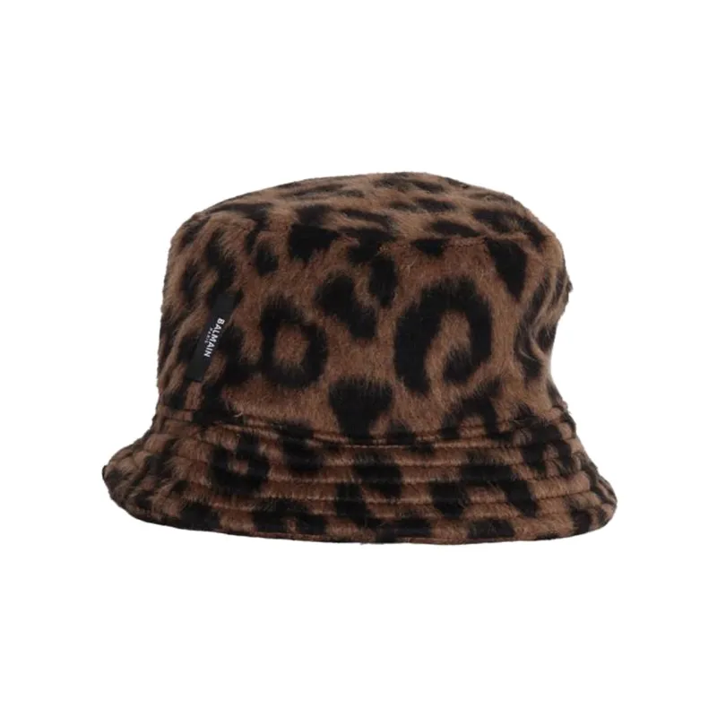 BALMAIN Leopard-Pattern Dropped Narrow Brim Bucket Hat-2