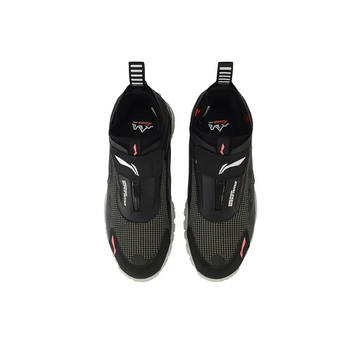 LiNing Cushioning Anti Slip And Wear Resistant Breathable Support Low Top Running Shoes Unisex Black Gray Orange-3